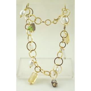 Gold 14k bracelet with semi precious stones ΒΡ 000006  Weight:5.41gr