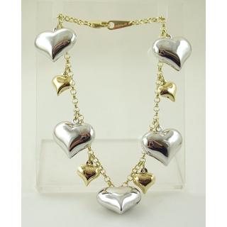 Gold 14k bracelet Heart ΒΡ 000665  Weight:7.66gr
