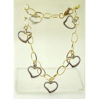 Gold 14k bracelet Heart ΒΡ 000666  Weight:5.18gr