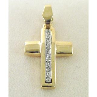 Gold 14k cross with Zircon  ΣΤ 000215 Weight:5.06gr