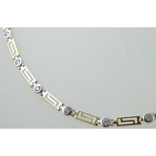 Gold 14k necklace Greek key with Zircon ΚΟ 000433  Weight:12.42gr