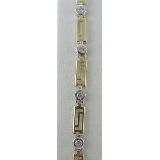Gold 14k bracelet Greek key with Zircon ΒΡ 000702  Weight:5.4gr