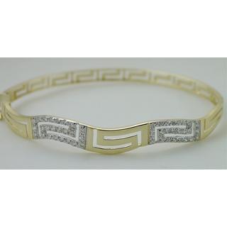 Gold 14k bracelet Greek key with Zircon ΒΡ 000703  Weight:8.96gr