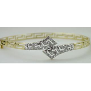 Gold 14k bracelet Greek key with Zircon ΒΡ 000704  Weight:8.98gr