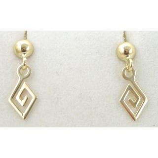 Gold 14k earrings Greek key ΣΚ 000800  Weight:0.95gr