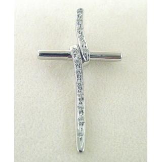 Gold 14k cross with Zircon  ΣΤ 000216 Weight:2.84gr