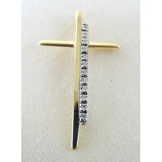 Gold 14k cross with Zircon  ΣΤ 000219 Weight:3.47gr