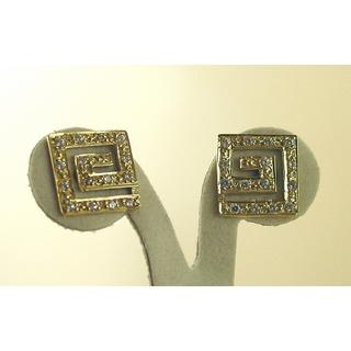 Gold 14k earrings Greek key with Zircon ΣΚ 000817  Weight:2.68gr