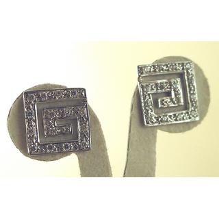 Gold 14k earrings Greek key with Zircon ΣΚ 000816  Weight:2.58gr