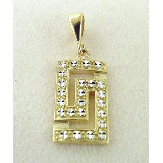 Gold 14k pendants Greek key ΜΕ 000445  Weight:2.13gr