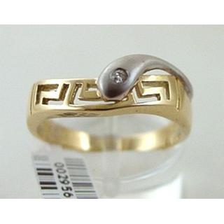 Gold 14k ring Greek key with Zircon ΔΔ 000015Ζ  Weight:3.4gr