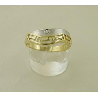 Gold 14k ring Greek key with Zircon ΔΔ 000014Ζ  Weight:2.84gr