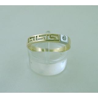 Gold 14k ring Greek key with Zircon ΔΔ 000010Ζ  Weight:1.87gr