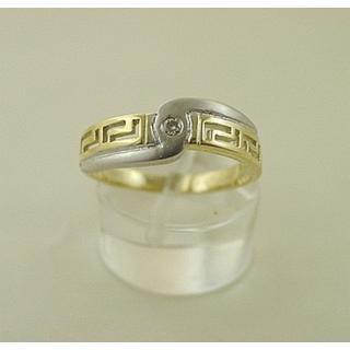 Gold 14k ring Greek key with Zircon ΔΔ 000013Ζ  Weight:2.4gr