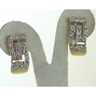 Gold 14k earrings Greek key with Zircon ΣΚ 000827  Weight:3.39gr