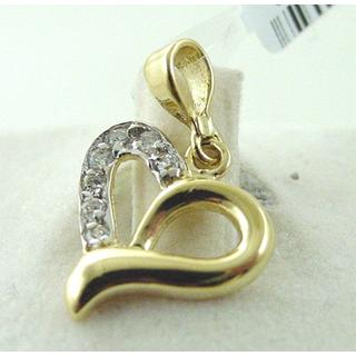 Gold 14k pendants Heart with Zircon ΜΕ 000446  Weight:1.31gr