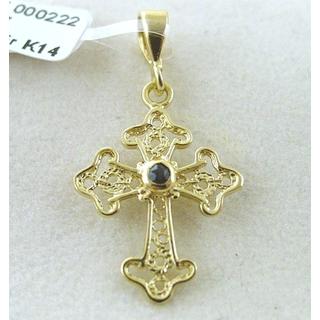 Gold 14k cross with Zircon  ΣΤ 000222Μ Weight:1.02gr