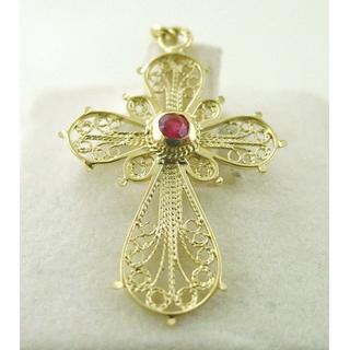 Gold 14k cross with Zircon  ΣΤ 000223Κ Weight:1.48gr