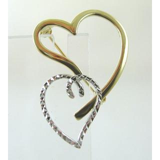 Gold 14k brooch Heart ΚΑ 000034  Weight:2.11gr