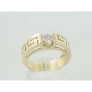 Gold 14k ring Greek key with Zircon ΔΑ 000972Λ  Weight:5.34gr