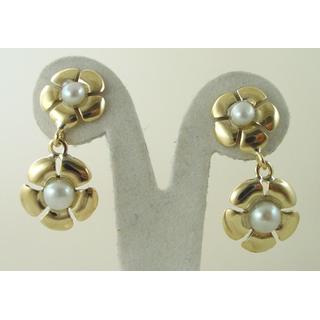 Gold 14k earrings with Pearls ΣΚ 000828  Weight:2.9gr