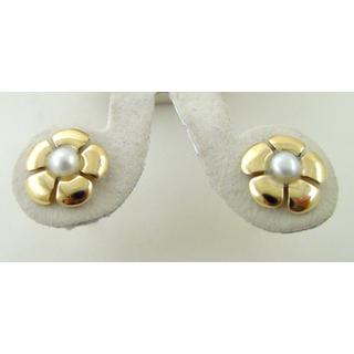 Χρυσά σκουλαρίκια Κ14 με μαργαριτάρια Μοντέρνα-Διάφορα ΣΚ 000829  Βάρος:1.86gr