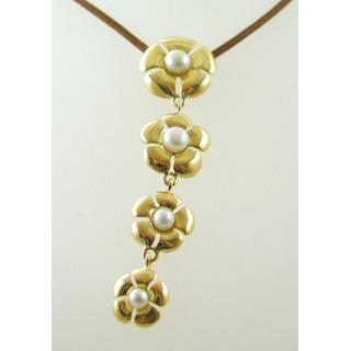 Gold 14k necklace with Pearls ΚΟ 000450  Weight:6.2gr