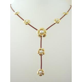 Gold 14k necklace with Pearls ΚΟ 000451  Weight:8.8gr