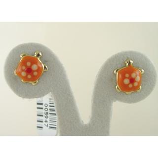 Gold 14k earrings Turtle ΣΚ 000840  Weight:0.99gr