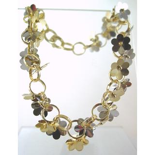 Gold 14k bracelet Flowers ΒΡ 000725  Weight:11.19gr