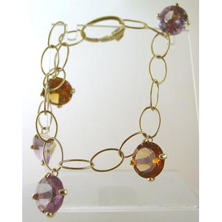 Gold 14k bracelet with semi precious stones ΒΡ 000728  Weight:15gr