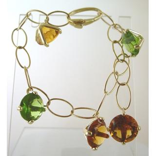 Gold 14k bracelet with semi precious stones ΒΡ 000730  Weight:15.2gr