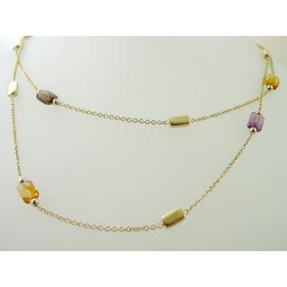 Gold 14k necklace with semi precious stones ΚΟ 000455  Weight:12.24gr