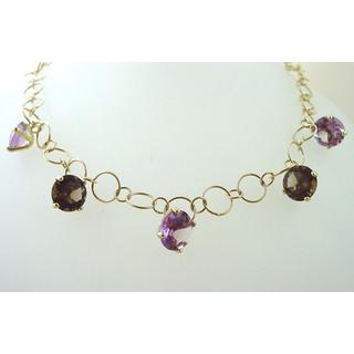 Gold 14k necklace with semi precious stones ΚΟ 000456  Weight:21.5gr
