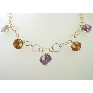 Gold 14k necklace with semi precious stones ΚΟ 000457  Weight:21.94gr