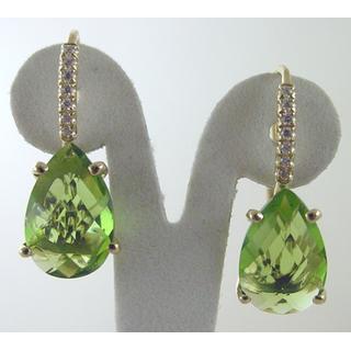 Gold 14k earrings with semi precious stones and Zircon ΣΚ 000852  Weight:5.6gr