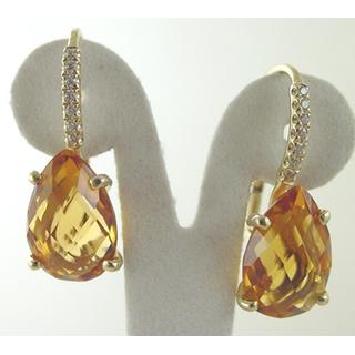 Χρυσά σκουλαρίκια Κ14 με ημιπολύτιμες πέτρες & ζιργκόν Μοντέρνα-Διάφορα ΣΚ 000853  Βάρος:5.95gr