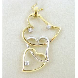 Gold 14k pendants Heart with Zircon ΜΕ 000462  Weight:4.04gr