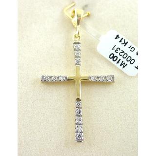 Gold 14k cross with Zircon  ΣΤ 000231 Weight:1.36gr