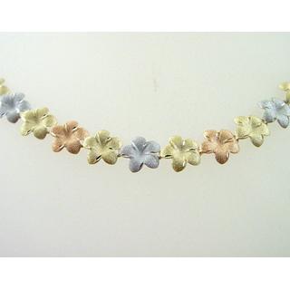 Gold 14k necklace with Flowers ΚΟ 000459  Weight:7.37gr