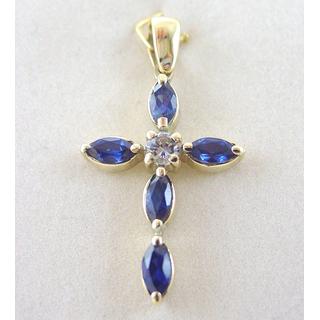 Gold 14k cross with Zircon  ΣΤ 000232Κ Weight:4gr