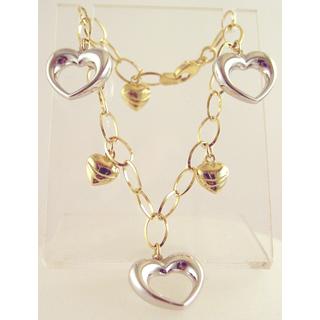 Gold 14k bracelet Heart ΒΡ 000735  Weight:7.47gr