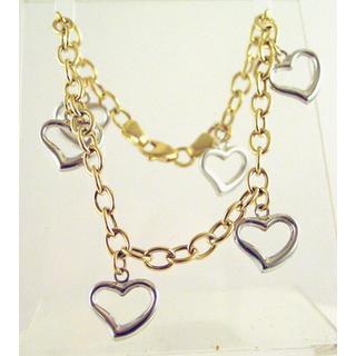 Gold 14k bracelet Heart ΒΡ 000737  Weight:4.35gr