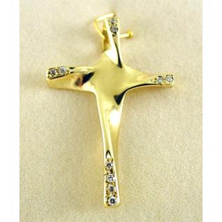 Gold 14k cross with Zircon  ΣΤ 000179Κ Weight:3.25gr