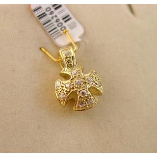 Gold 14k cross with Zircon  ΣΤ 000235Κ Weight:2.12gr