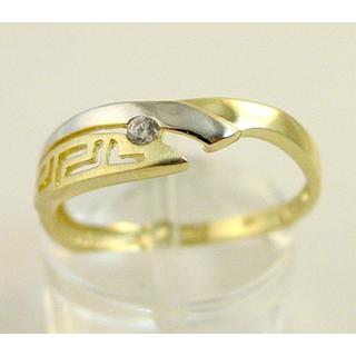 Gold 14k ring Greek key with Zircon ΔΑ 001543  Weight:1.38gr