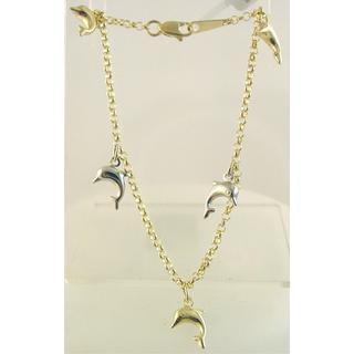 Gold 14k bracelet Dolphin ΒΡ 000749  Weight:2.92gr