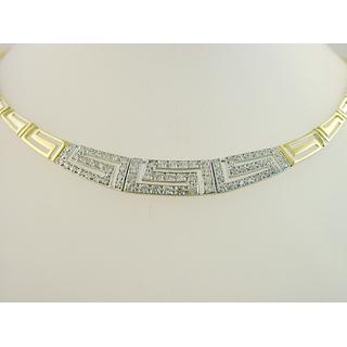 Gold 14k necklace Greek key with Zircon ΚΟ 000465  Weight:17.36gr