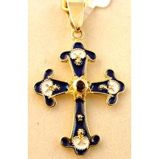 Gold 14k cross with Zircon  ΣΤ 000238 Weight:2.02gr