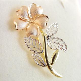 Gold 14k brooch Flowers ΚΑ 000036  Weight:3.93gr